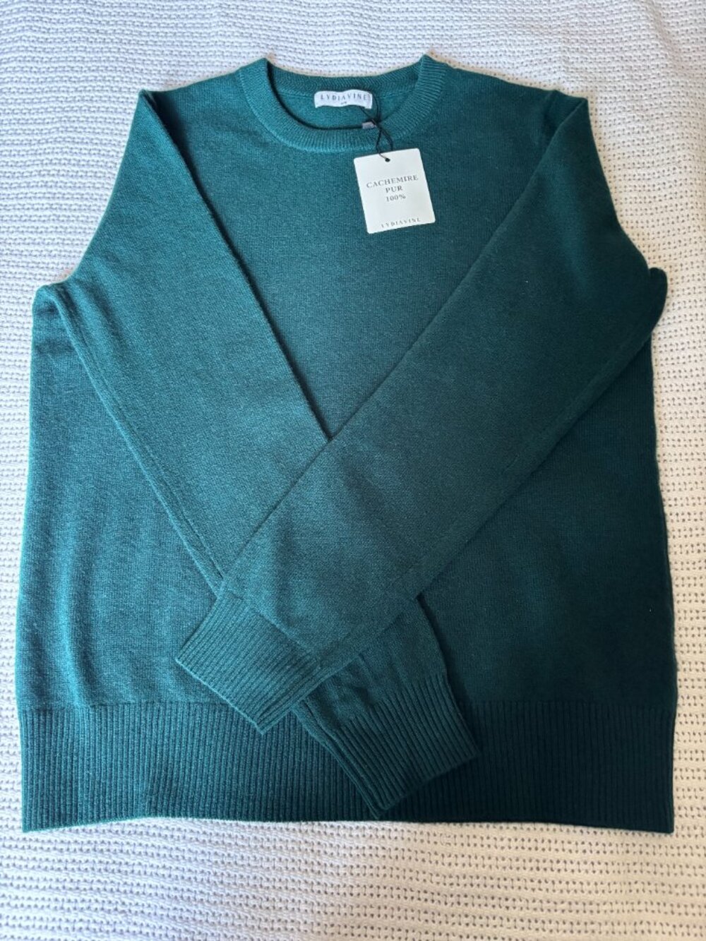 Lydia Vine NWOT Hunter Green 100% Cashmere Crew Neck Sweater - Size M